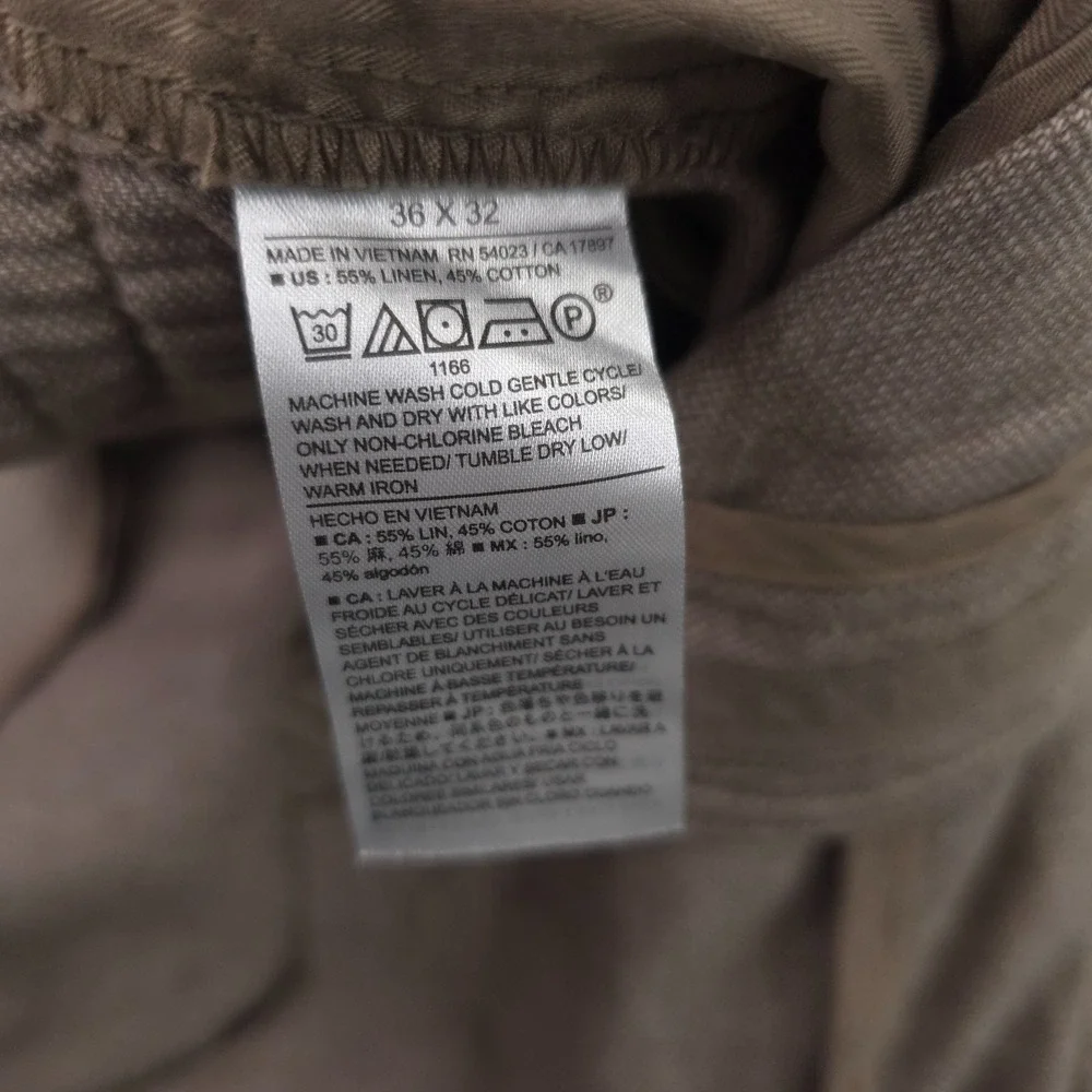 Banana Republic Pants Men 36x29 Brown Linen Cotton Athletic Tapered Chino Casual
